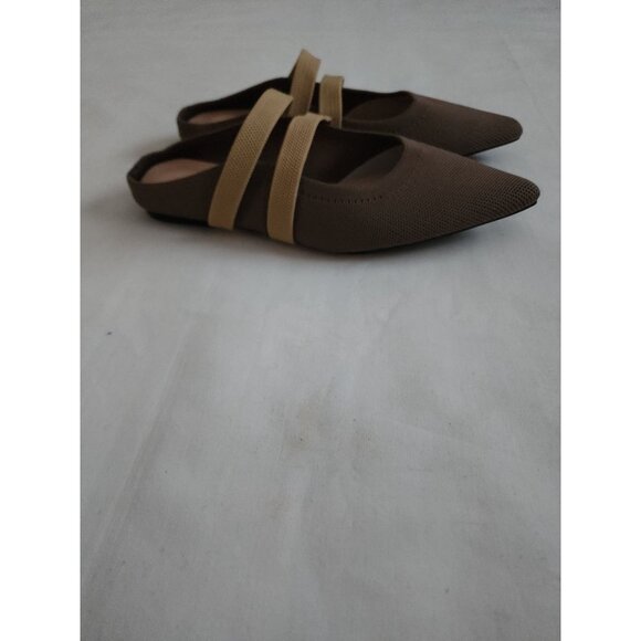 CUCCOO Women's Minimalist Pointed Closed Toe Slip-On Flat Mules Khaki Size 38 - Picture 10 of 13